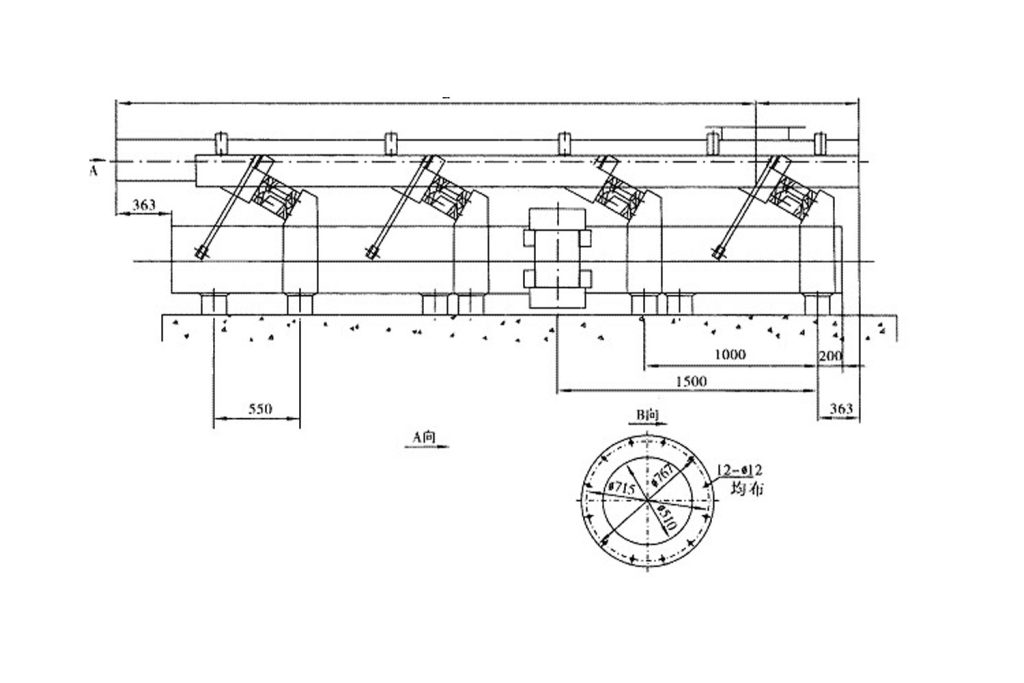 outline structure diagram of hot material vibrating conveyor